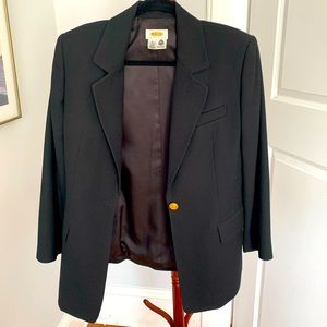 Black wool blazer with gold buttons